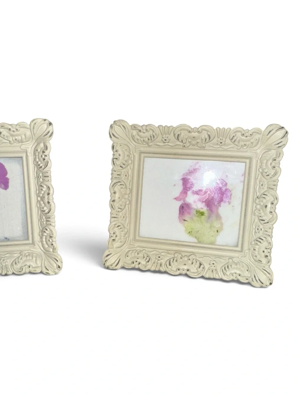 Set of 3 art dye mini prints with glass frames